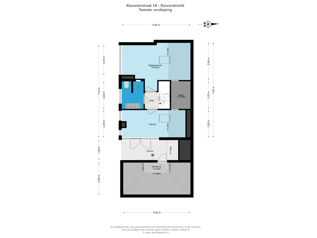 Bekijk plattegrond van Tweede verdieping van Kloosterstraat 1-A