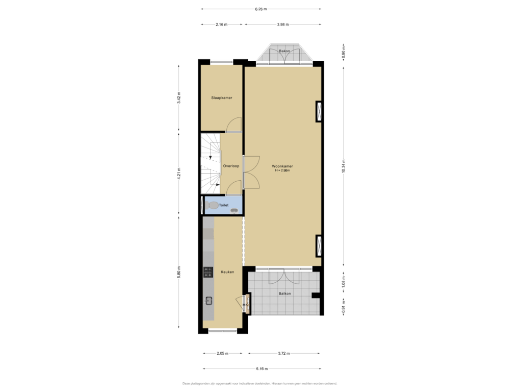 View floorplan of 1e verdieping of Weteringkade 86-A