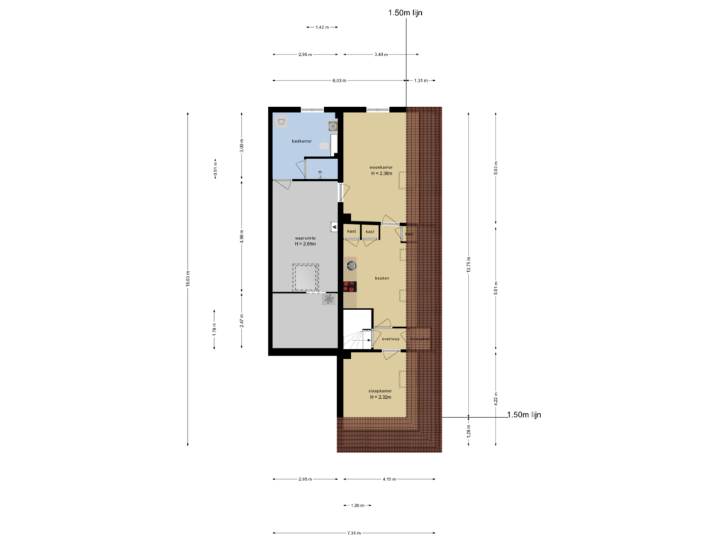 View floorplan of Tweede Verdieping of Burgemeester Eijckelhofstraat 19