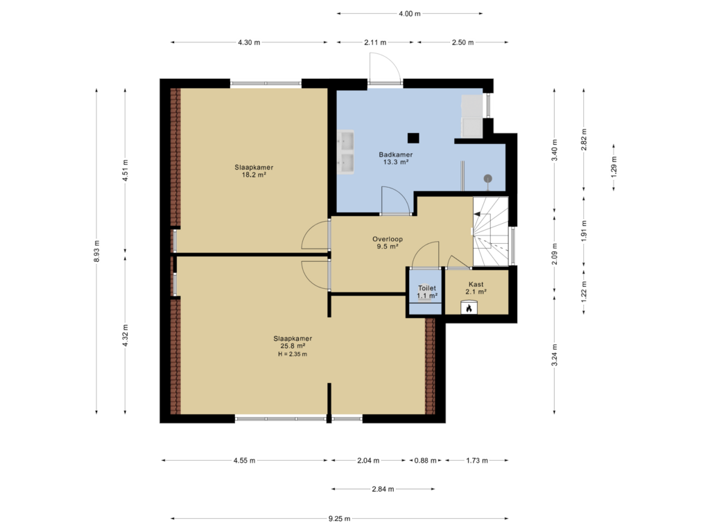 View floorplan of Eerste verdieping of Meidoornlaan 4