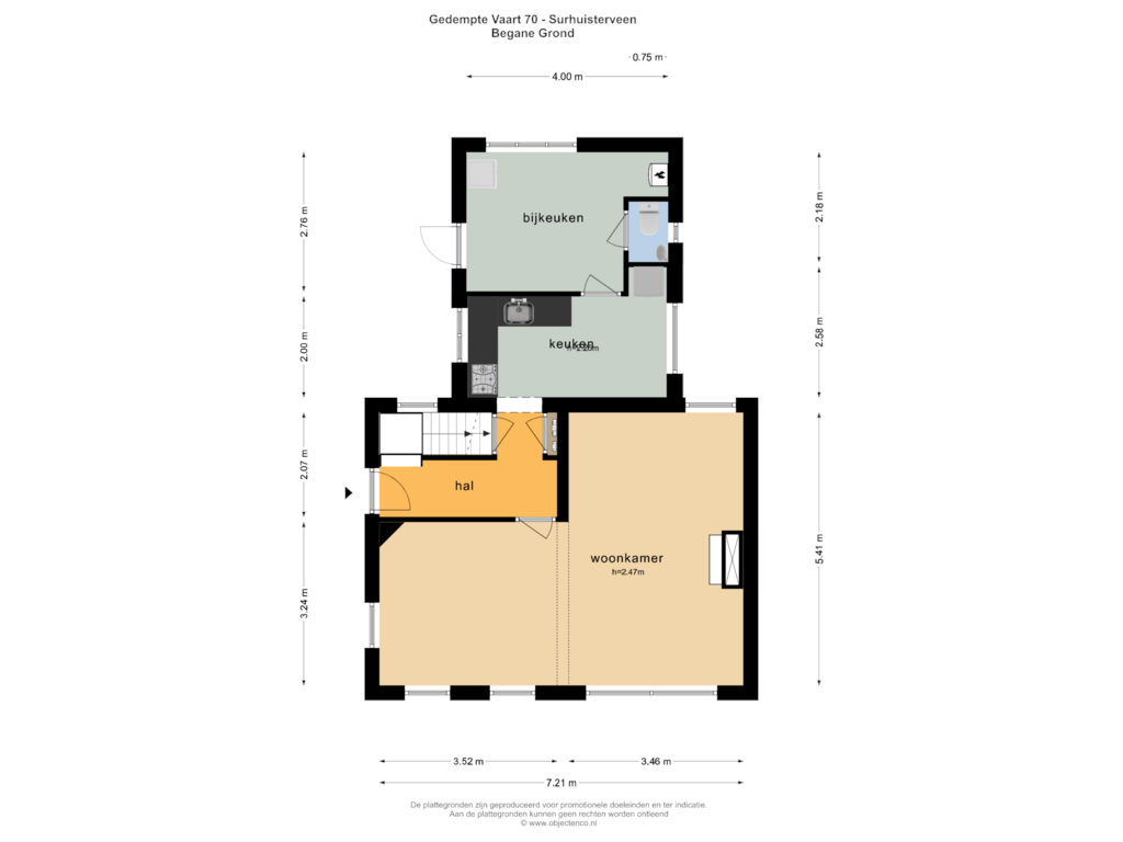 Bekijk plattegrond van BEGANE GROND van Gedempte Vaart 70