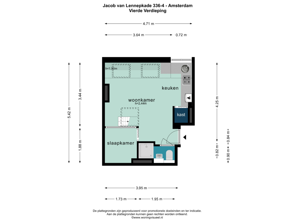 Bekijk plattegrond van Vierde Verdieping van Jacob van Lennepkade 336-4