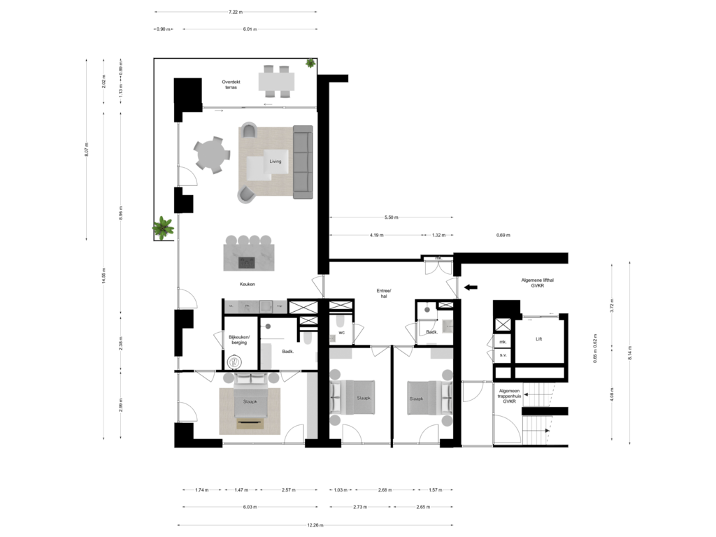 Bekijk plattegrond van First floor van Korte Ouderkerkerdijk 1-R1