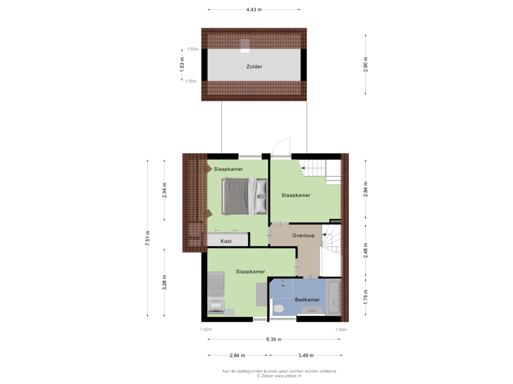 Bekijk plattegrond van Eerste Verdieping van Roggestraat 8