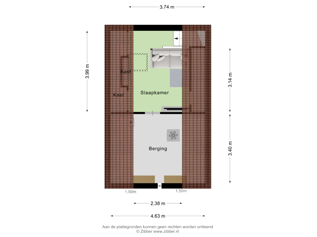 Bekijk plattegrond van Tweede Verdieping van Roggestraat 8