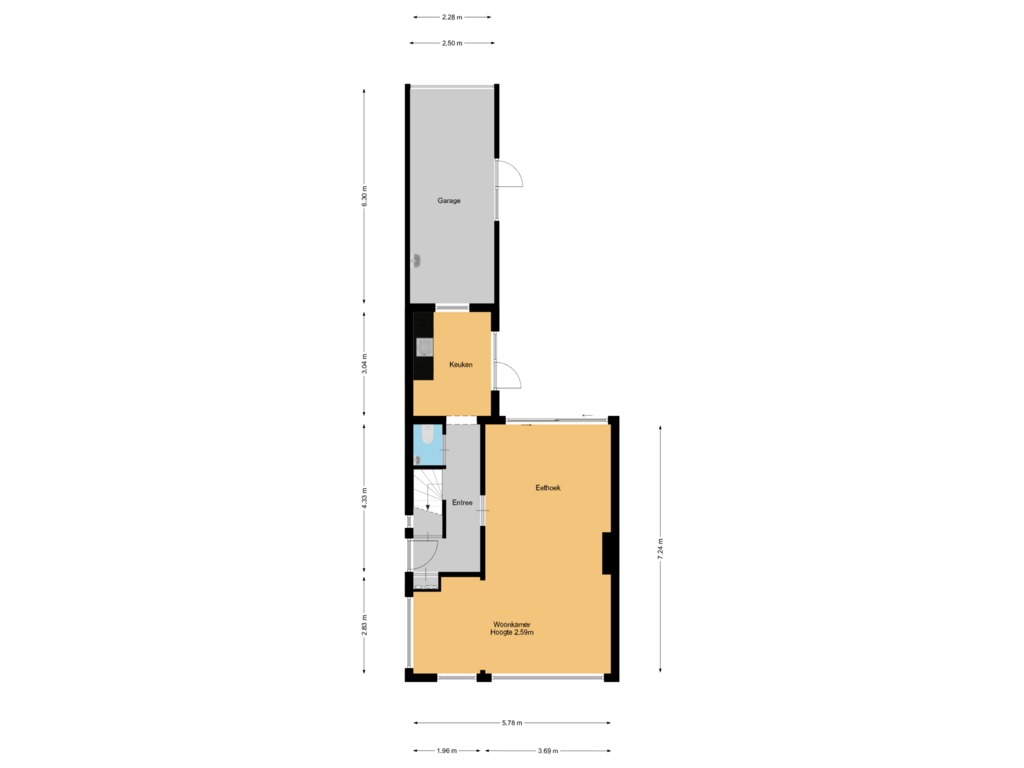 Bekijk plattegrond van Begane grond van Parmentierlaan 55