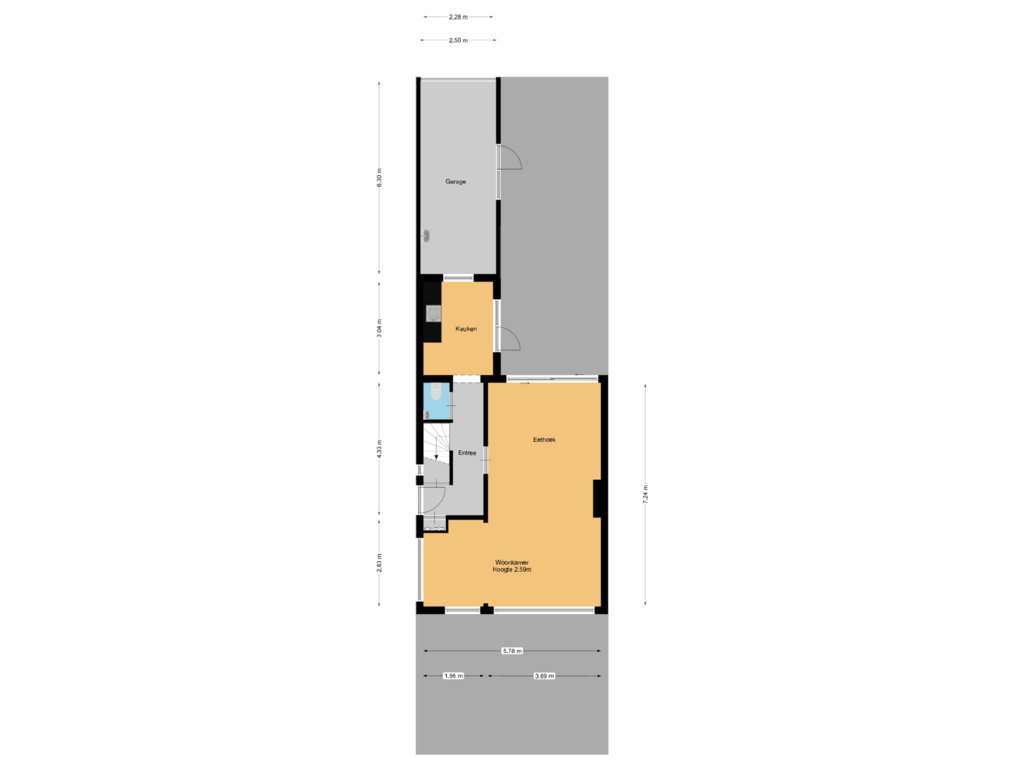 Bekijk plattegrond van Begane grond perceel van Parmentierlaan 55