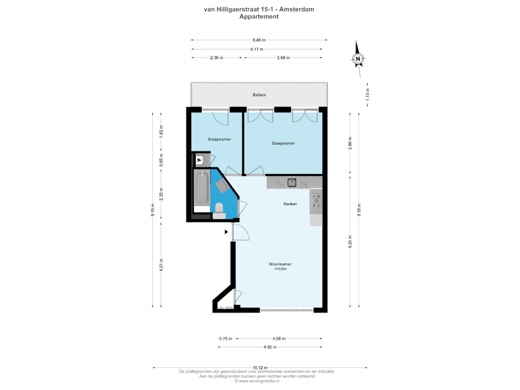 Bekijk plattegrond van Appartement van Van Hilligaertstraat 15-1