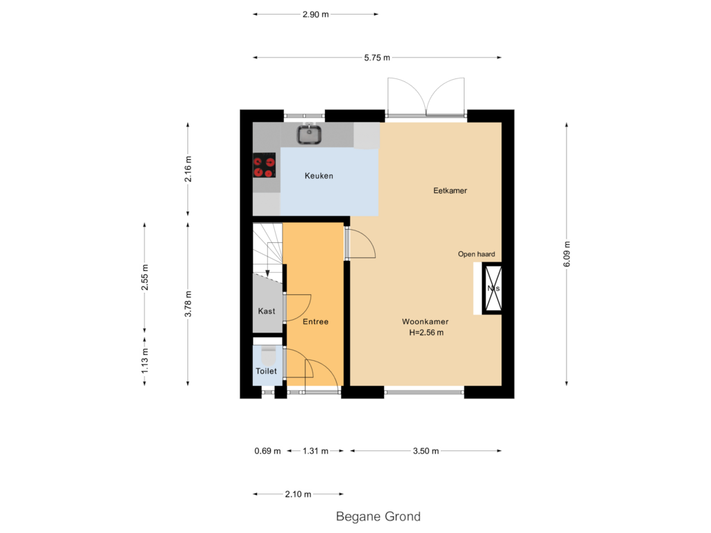 Bekijk plattegrond van Begane Grond van Hoflaan 123