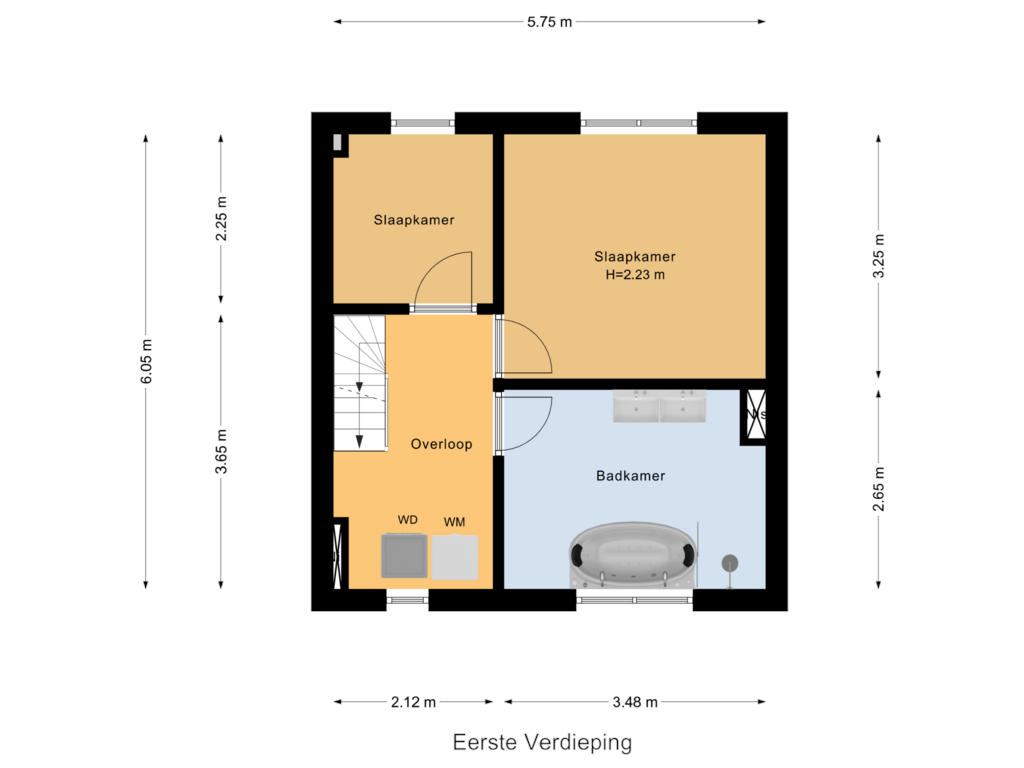 Bekijk plattegrond van Eerste Verdieping van Hoflaan 123