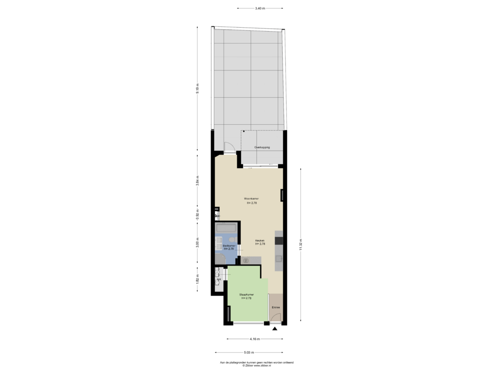 View floorplan of Appartement of Vrolikstraat 242-H