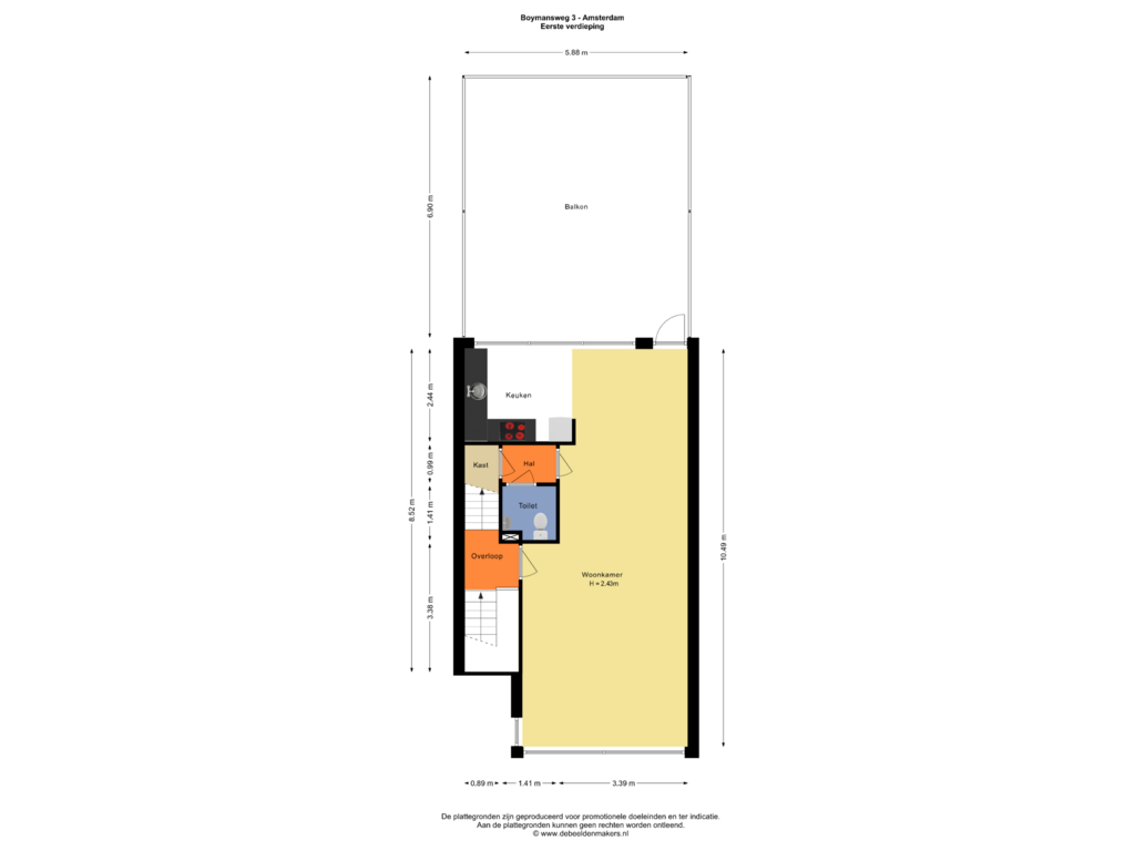 Bekijk plattegrond van Eerste verdieping van Boymansweg 3