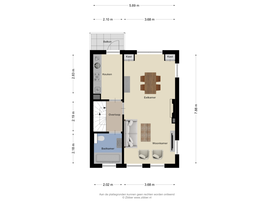 View floorplan of Eerste Verdieping of Petrus Dondersstraat 197