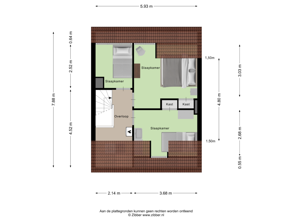 View floorplan of Tweede Verdieping of Petrus Dondersstraat 197