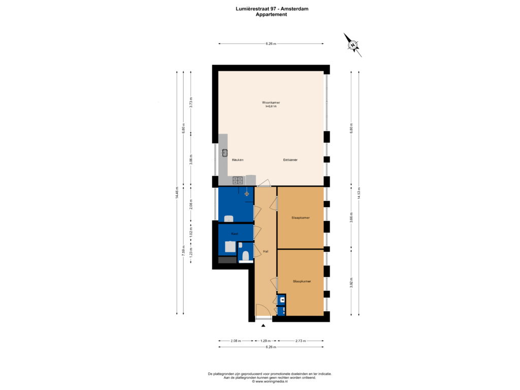 Bekijk plattegrond van Appartement van Lumièrestraat 97