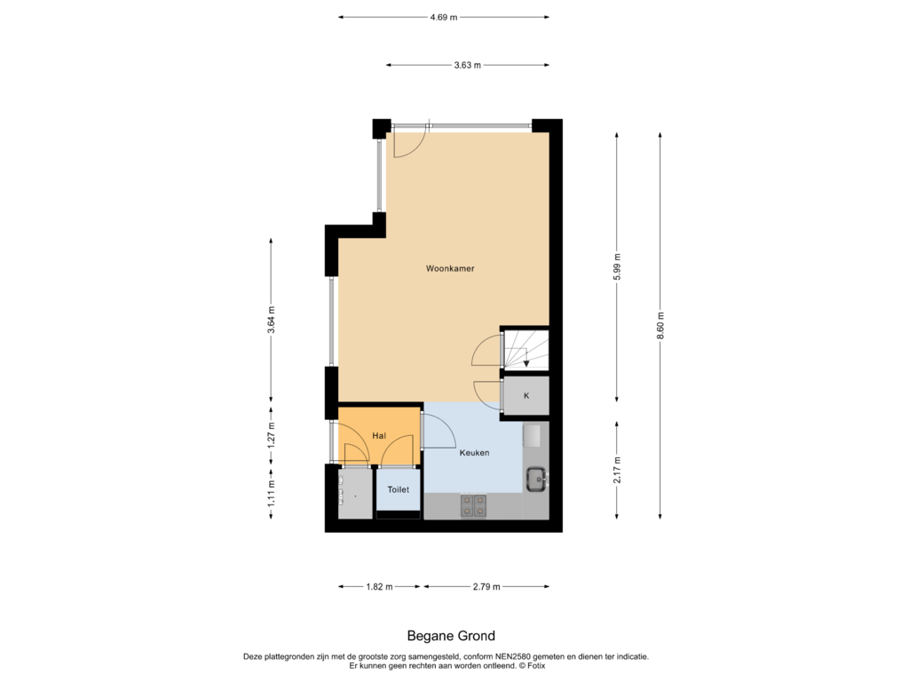 Bekijk plattegrond van Begane Grond van Buurtweg 1-B