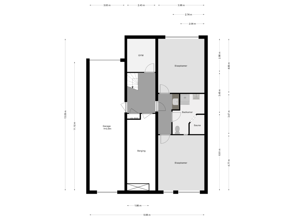 Bekijk plattegrond van Souterrain van Ghisebrecht Bokellaan 27