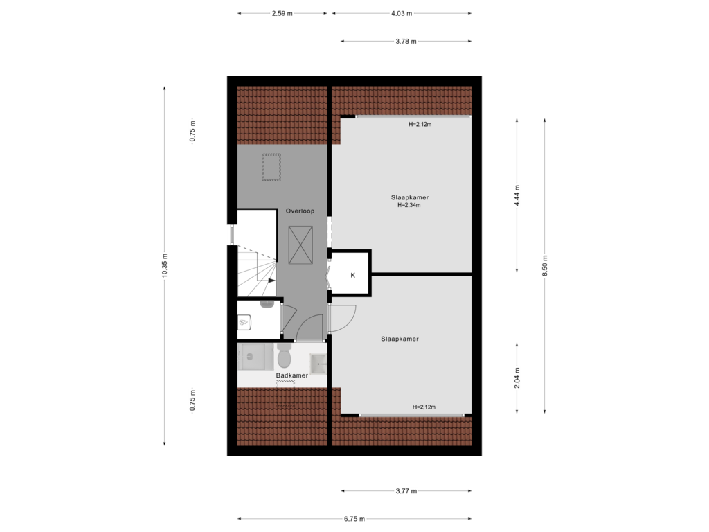 Bekijk plattegrond van 2e Verdieping van Ghisebrecht Bokellaan 27