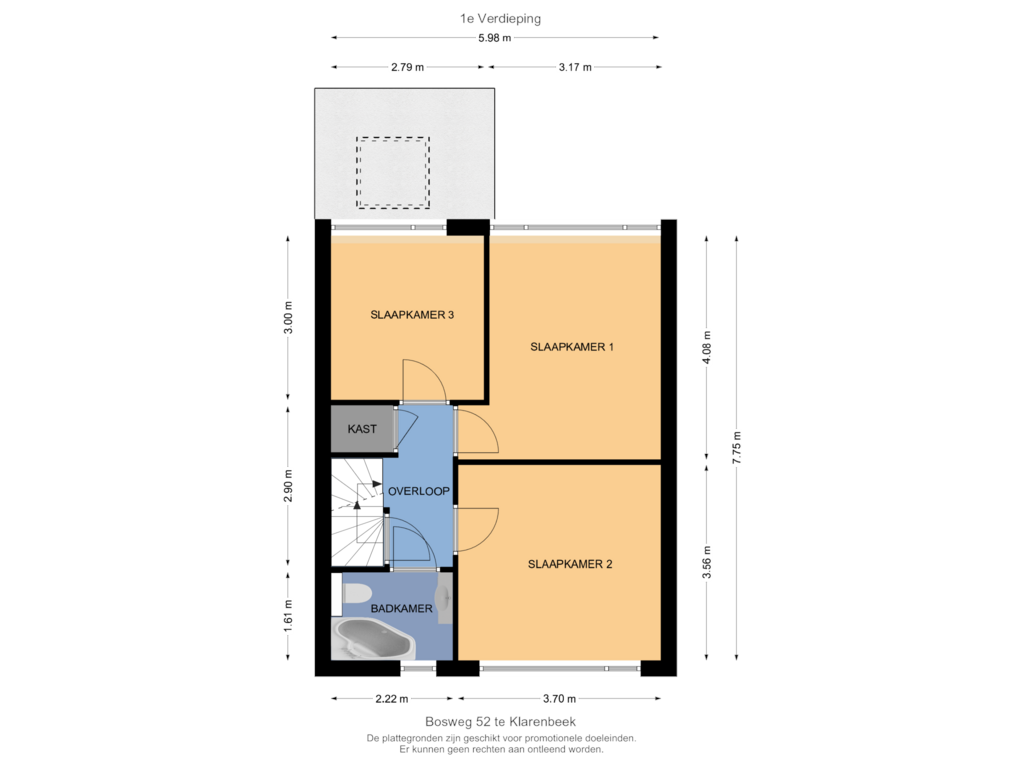 Bekijk plattegrond van 1e Verdieping van Bosweg 52