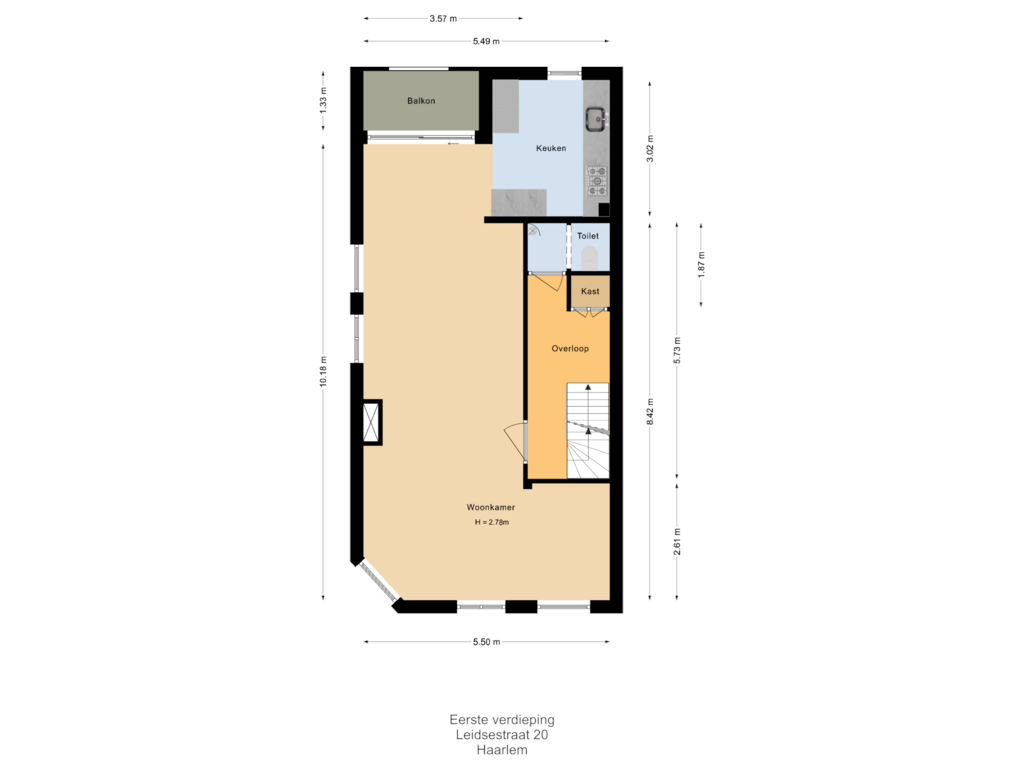 Bekijk plattegrond van Eerste verdieping van Leidsestraat 20-DRD