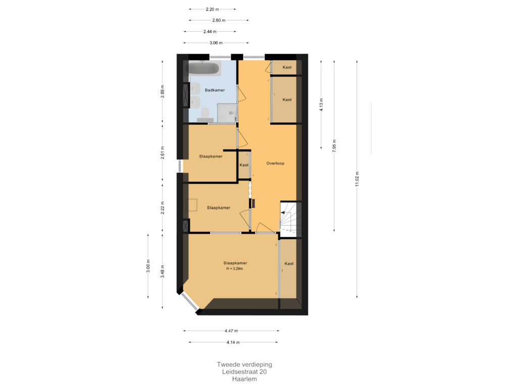 Bekijk plattegrond van Tweede verdieping van Leidsestraat 20-DRD