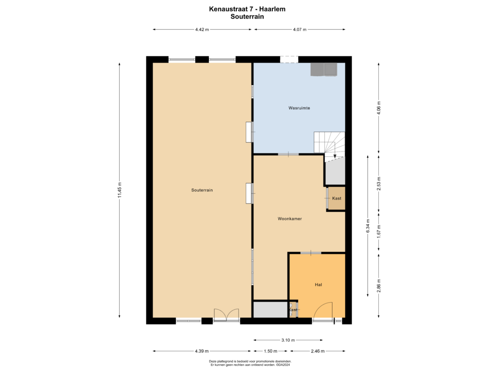 View floorplan of Souterrain of Kenaustraat 7