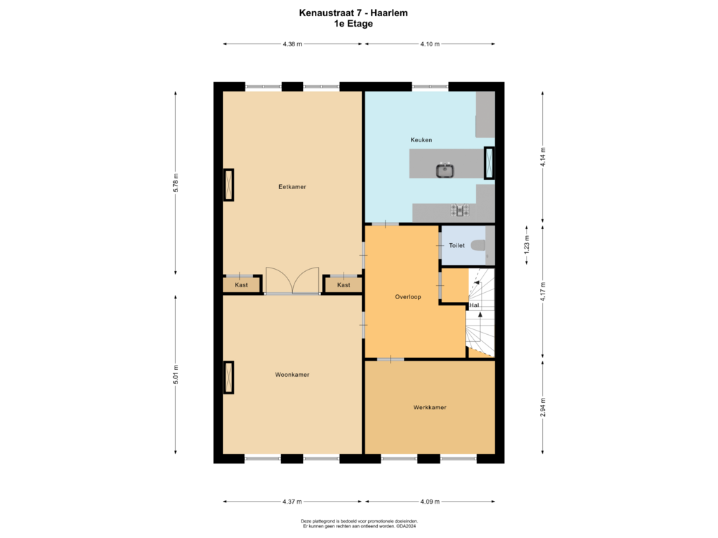 View floorplan of 1e Etage of Kenaustraat 7