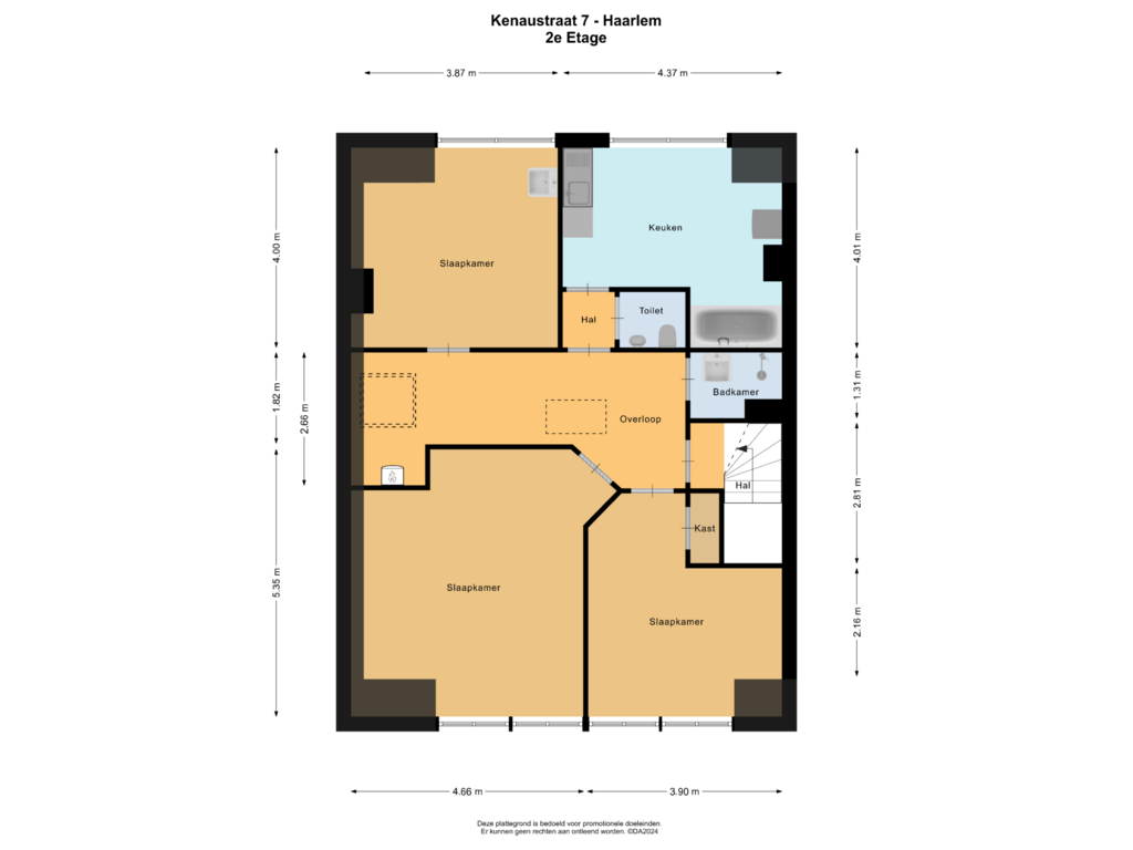 View floorplan of 2e Etage of Kenaustraat 7