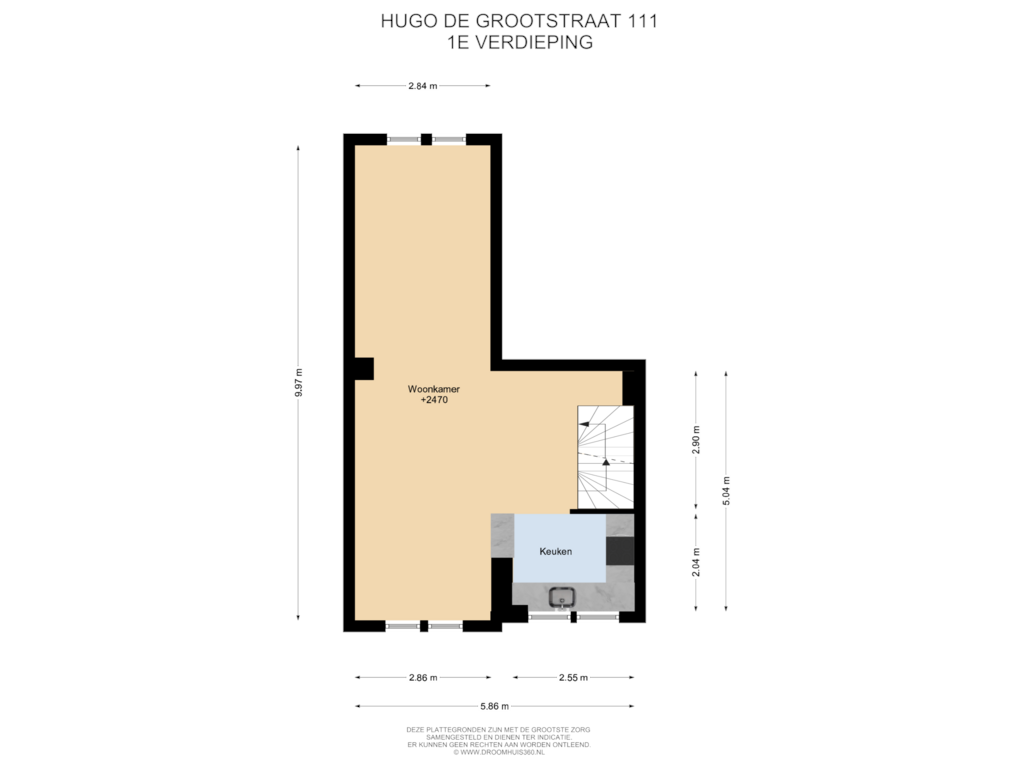 Bekijk plattegrond van 1E Verdieping van Hugo de Grootstraat 111