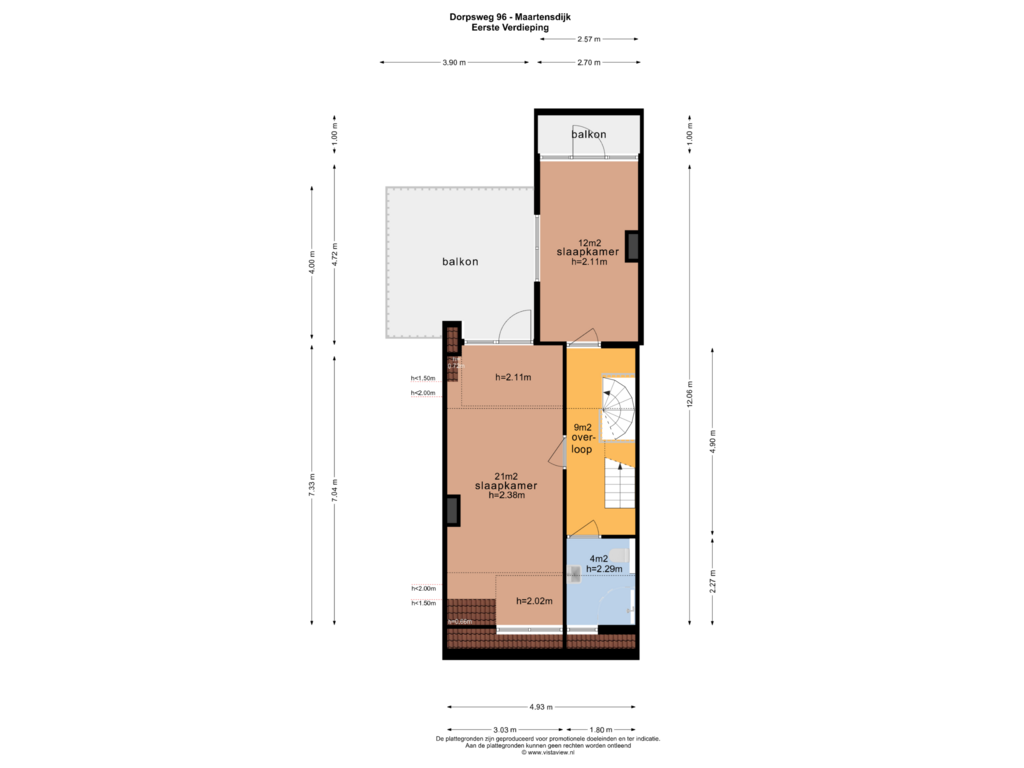 Bekijk plattegrond van EERSTE VERDIEPING van Dorpsweg 96