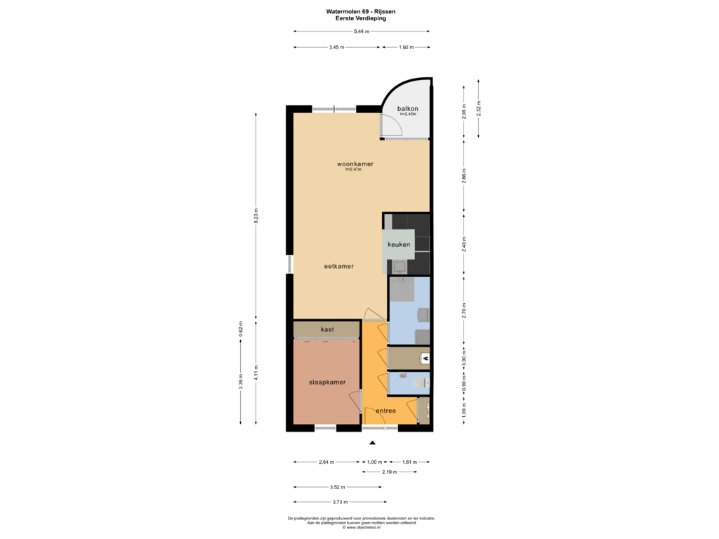 Bekijk plattegrond van EERSTE VERDIEPING van Watermolen 69