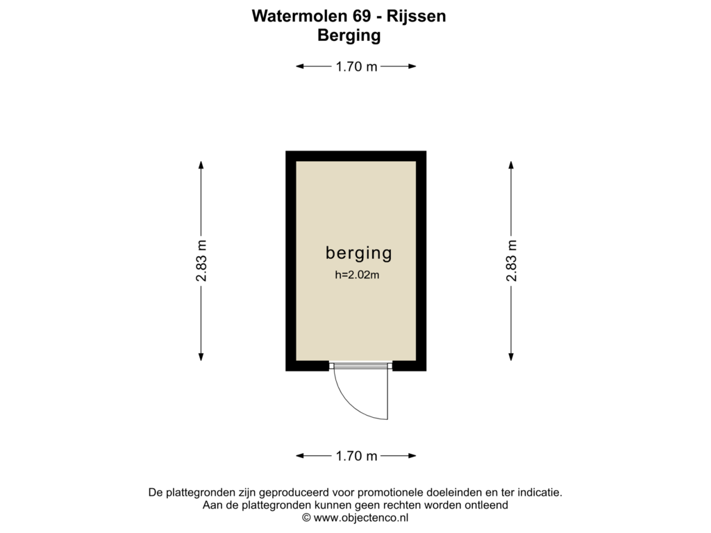 Bekijk plattegrond van BERGING van Watermolen 69