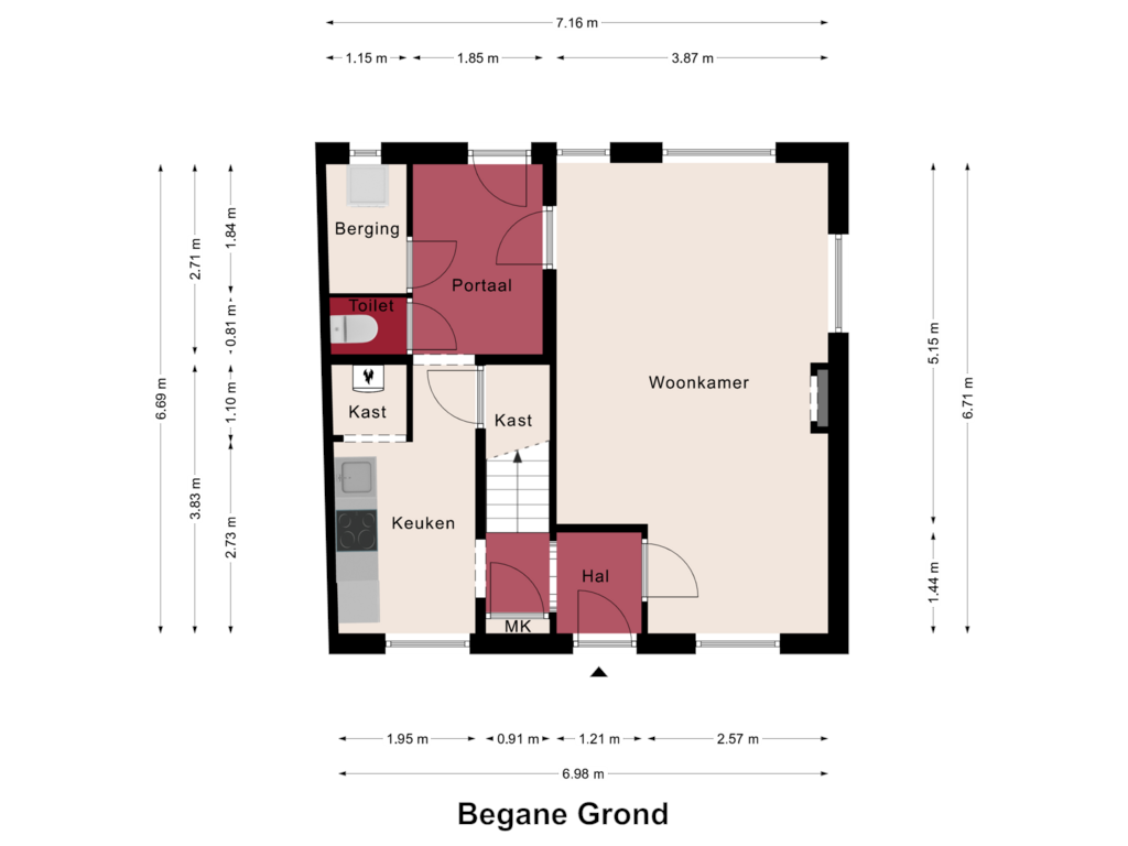 View floorplan of Begane Grond of Beneden Boukoul 37