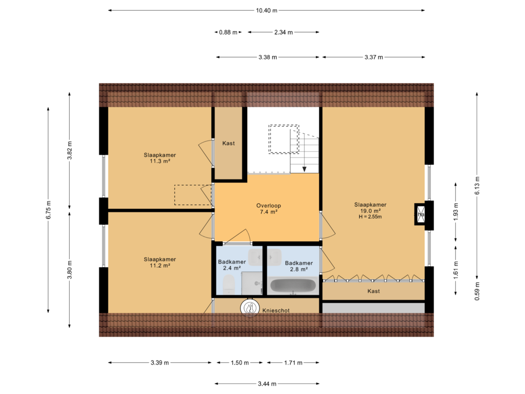 View floorplan of 1e verdieping of De Rival 74