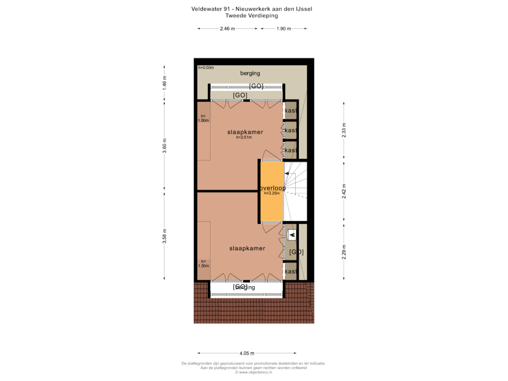 Bekijk plattegrond van TWEEDE VERDIEPING van Veldewater 91