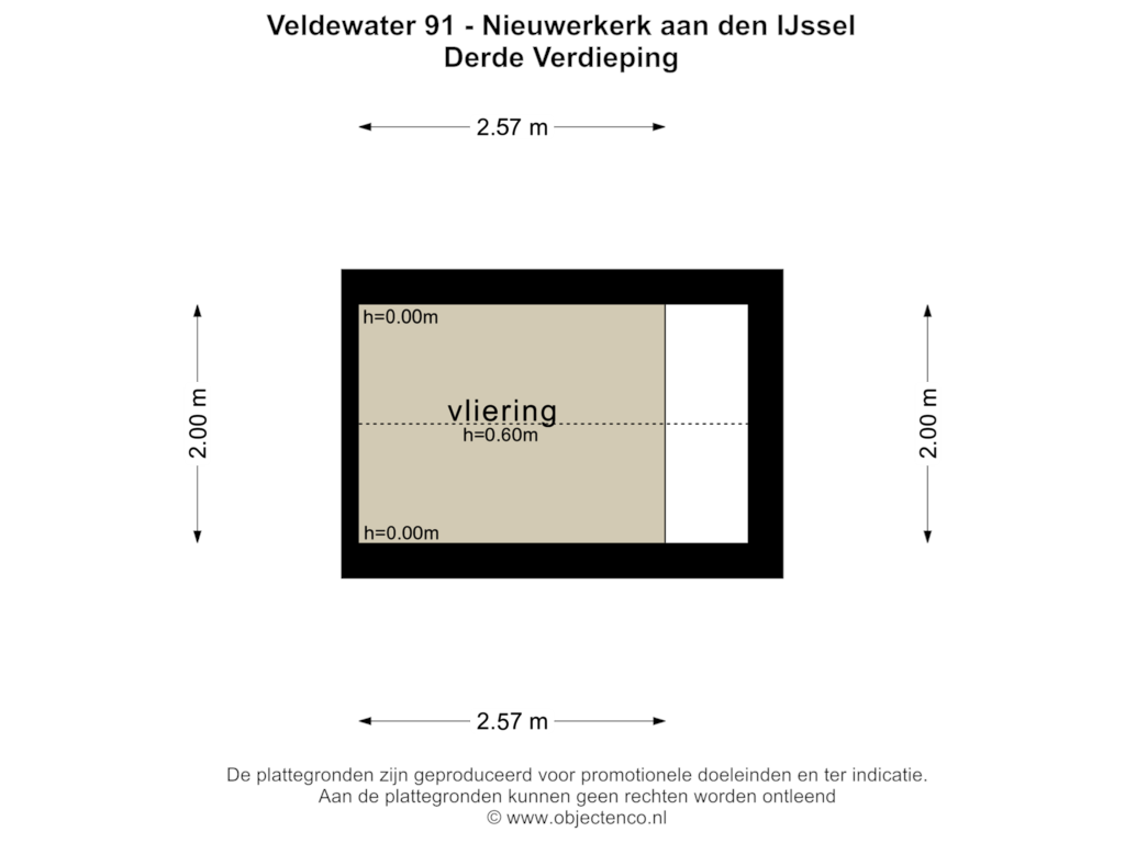 Bekijk plattegrond van DERDE VERDIEPING van Veldewater 91