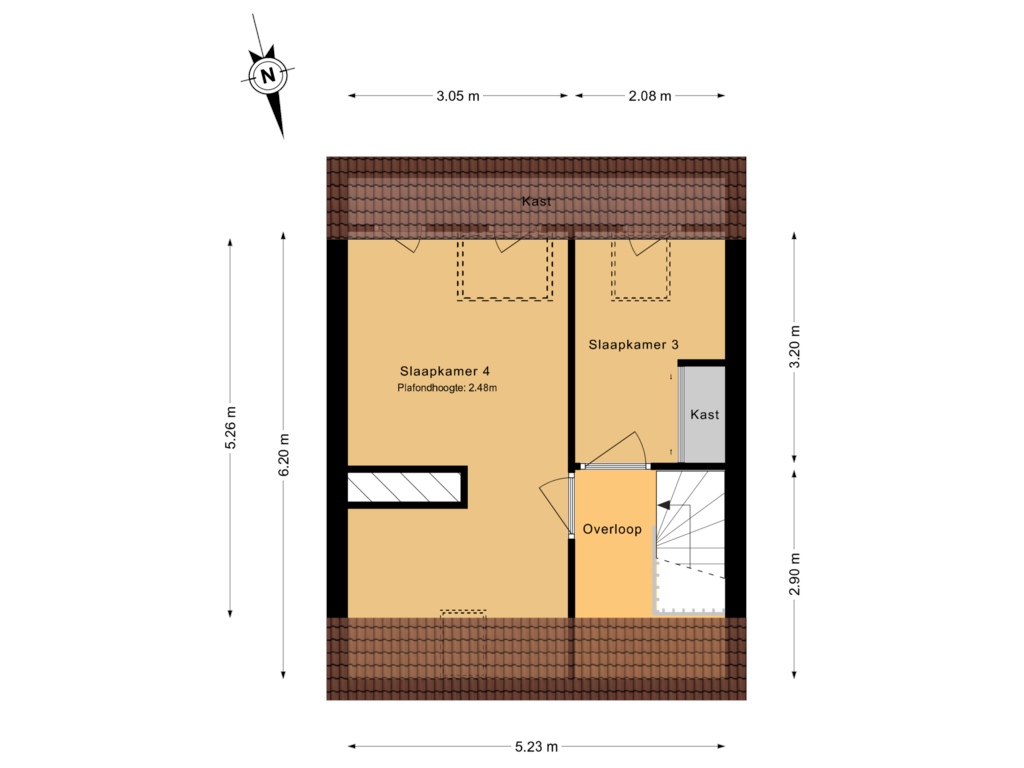 Bekijk plattegrond van 2e Verdieping van Hoepelmakerhof 9