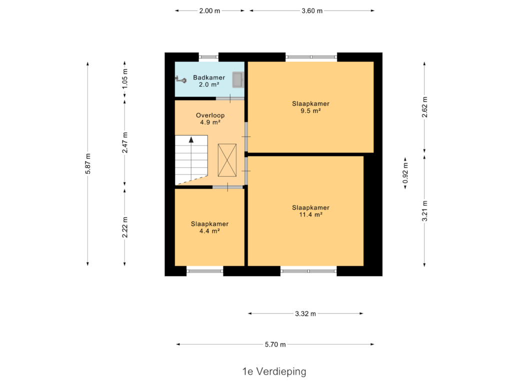 Bekijk plattegrond van 1e Verdieping van H.A. Schreuderstraat 25