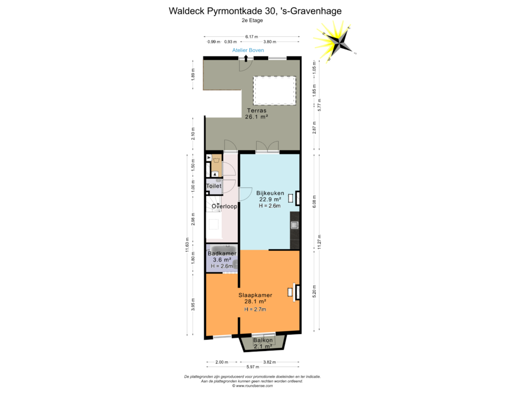 View floorplan of 2e Etage of Waldeck Pyrmontkade 30