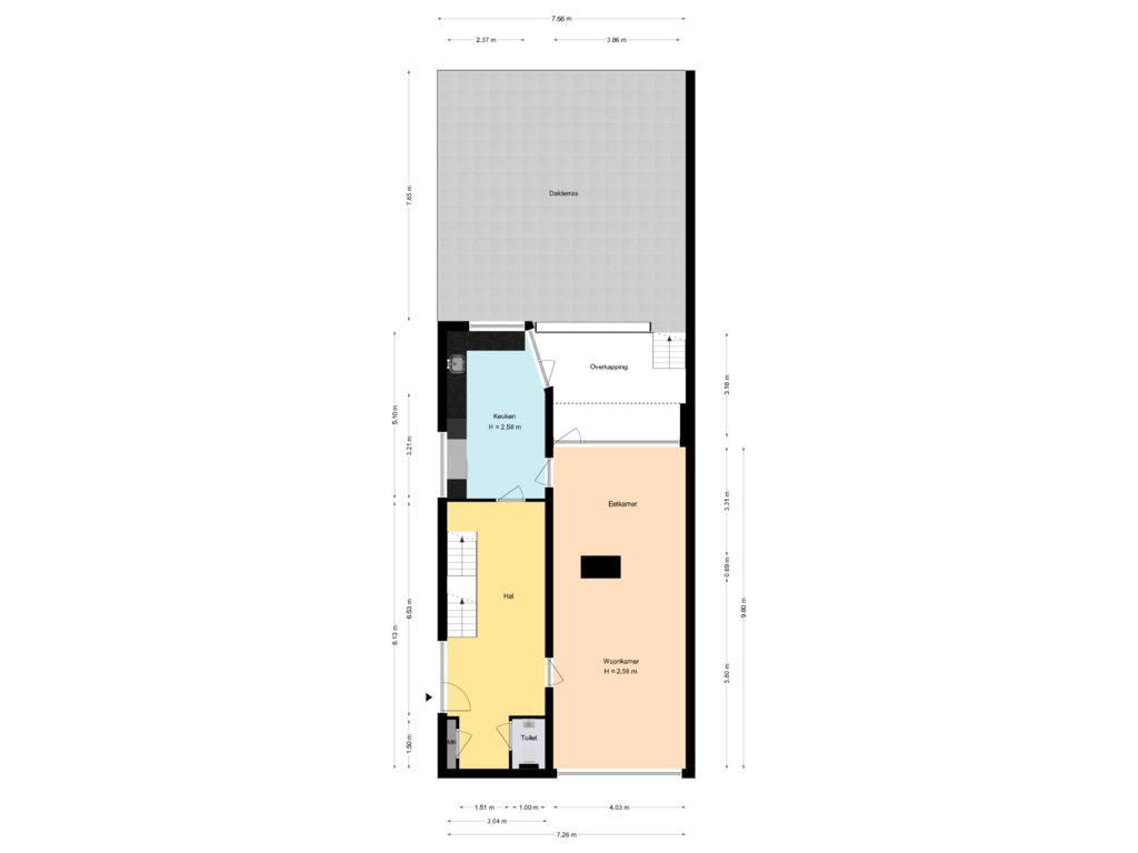 Bekijk plattegrond van Begane grond van Dr Poelsstraat 13