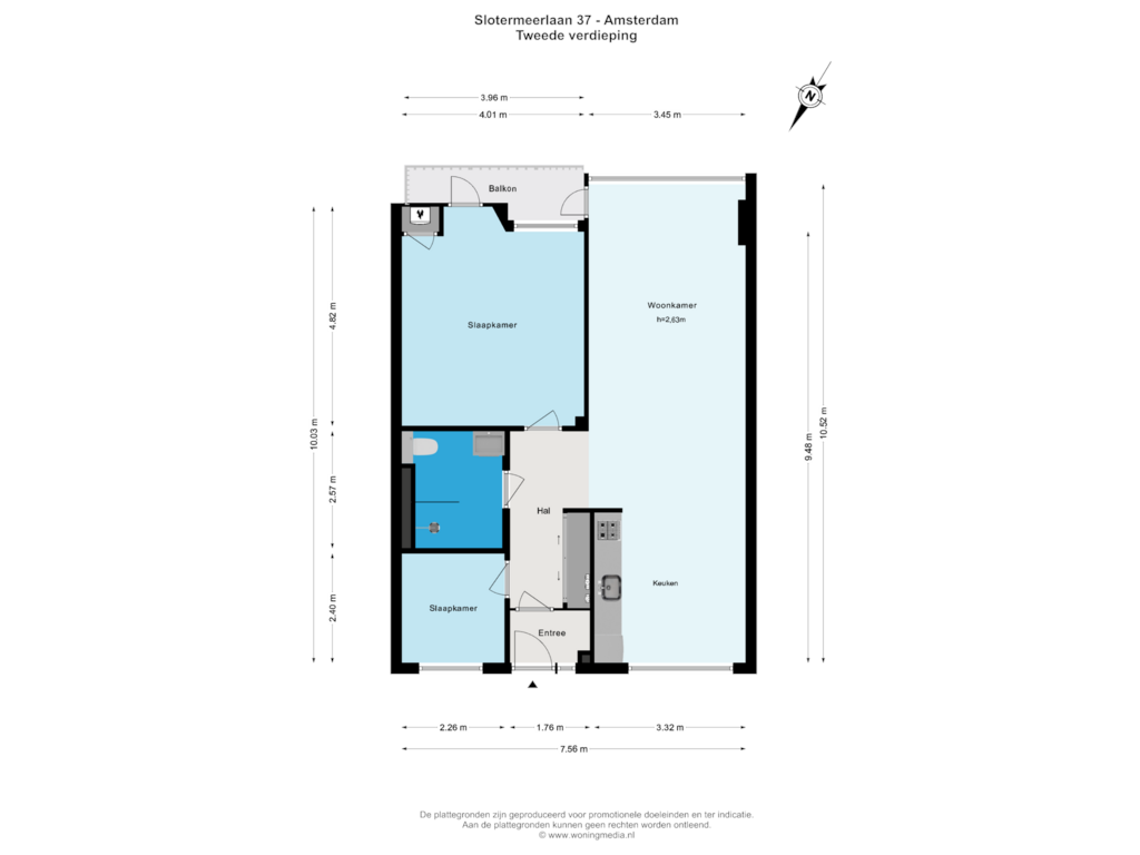 View floorplan of Tweede verdieping of Slotermeerlaan 37