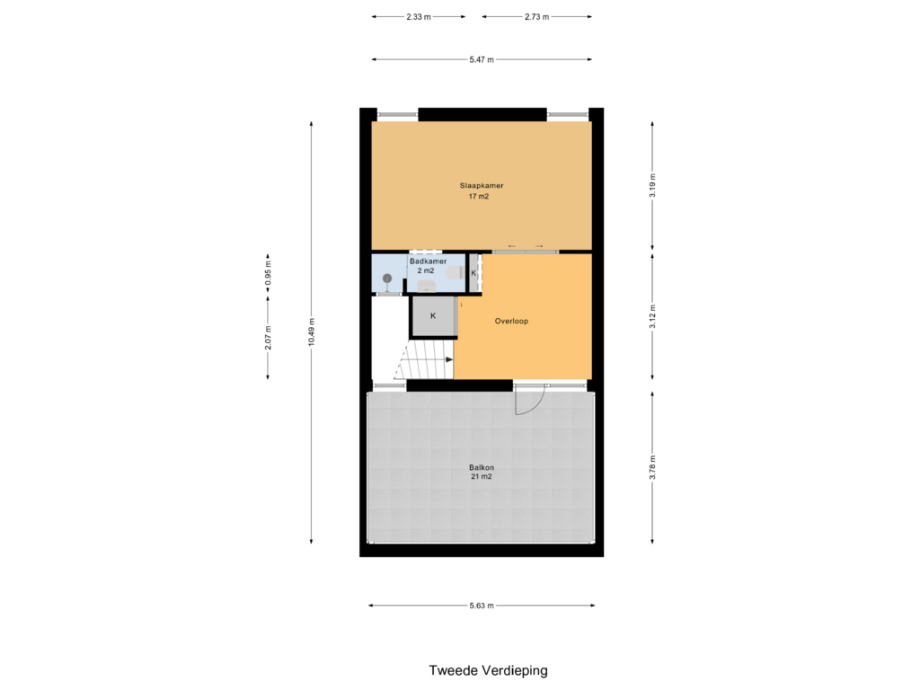 Bekijk plattegrond van Tweede Verdieping van Nicolaas Beetslaan 17