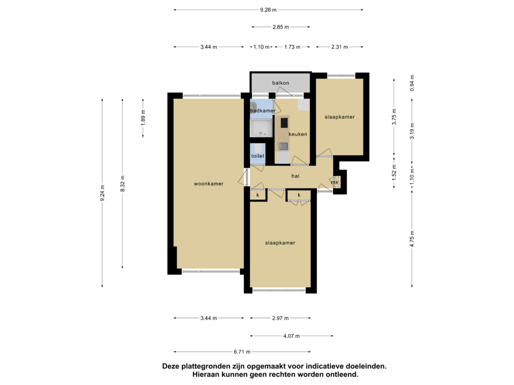 Bekijk plattegrond van appartement van Groen van Prinstererweg 281