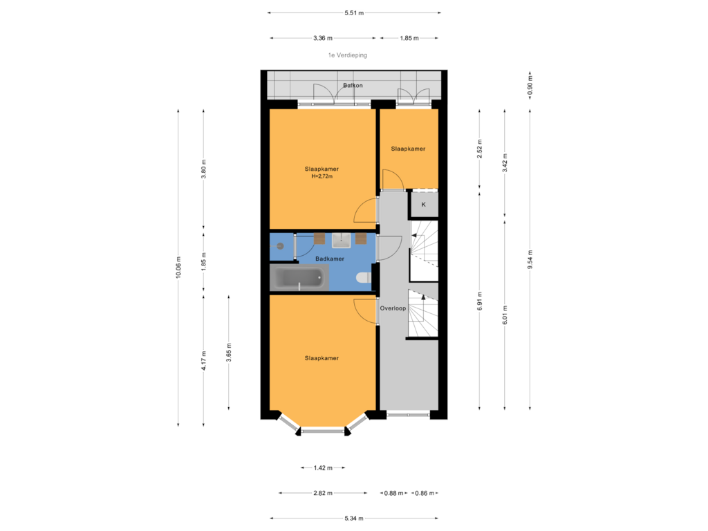 Bekijk plattegrond van 1e Verdieping van Rozenstraat 51