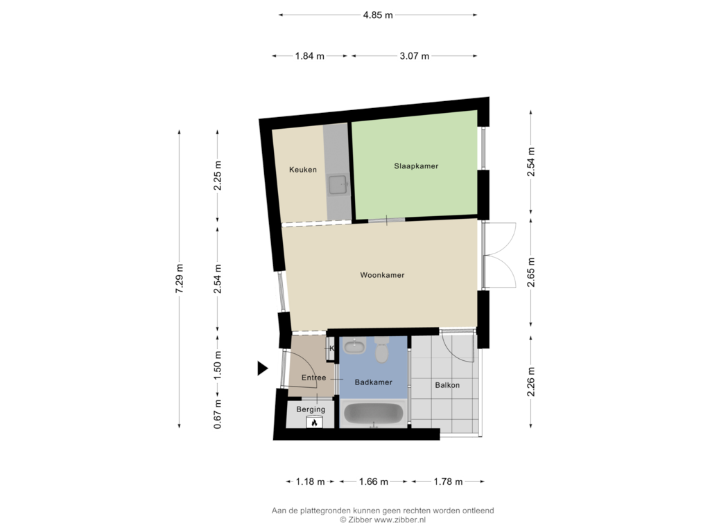 View floorplan of Appartement of Gierstraat 38-A