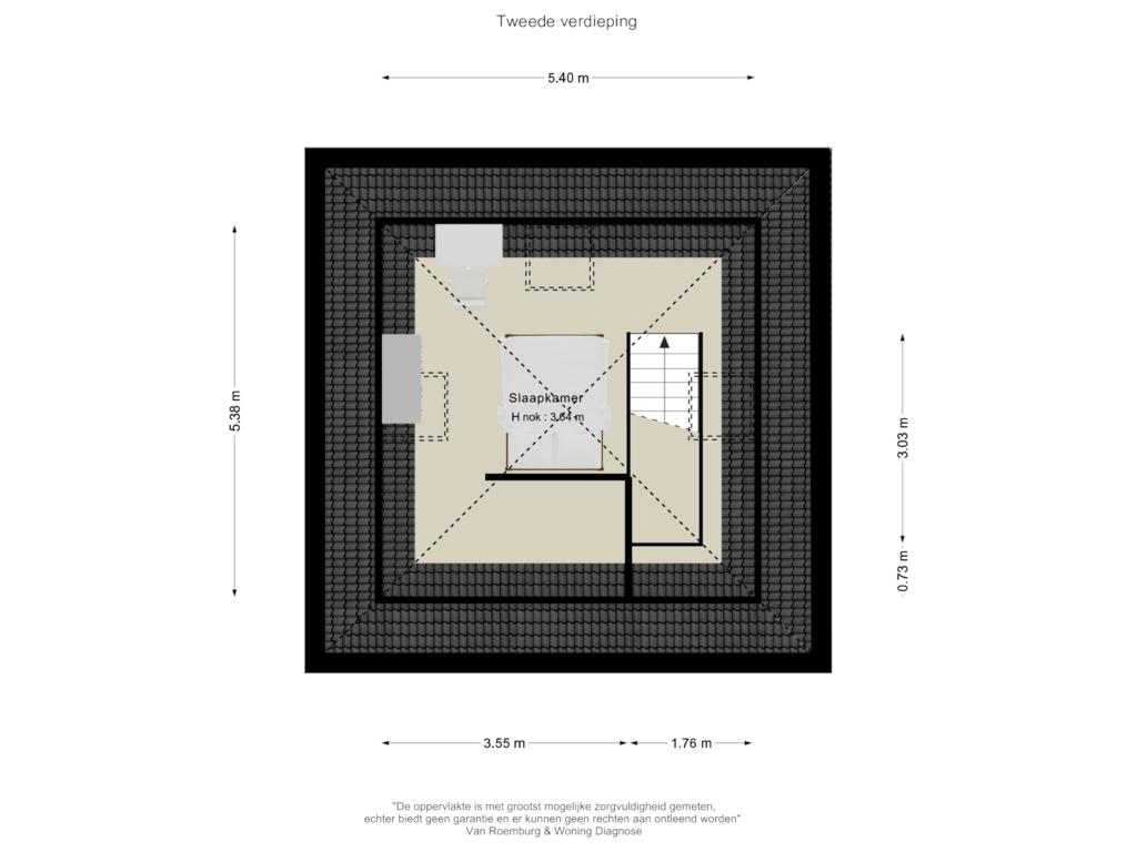 View floorplan of Tweede verdieping of 't Voorwerf 2-C