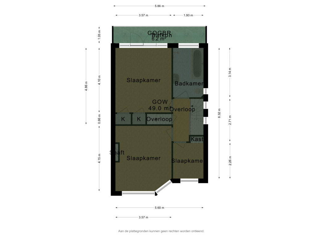 View floorplan of 1e verdieping (copy) of Eerste Stationsstraat 41