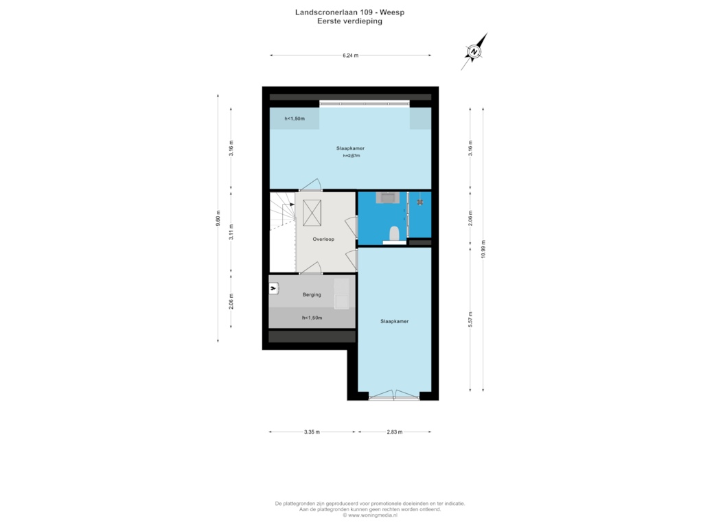 View floorplan of Eerste verdieping of Landscronerlaan 109