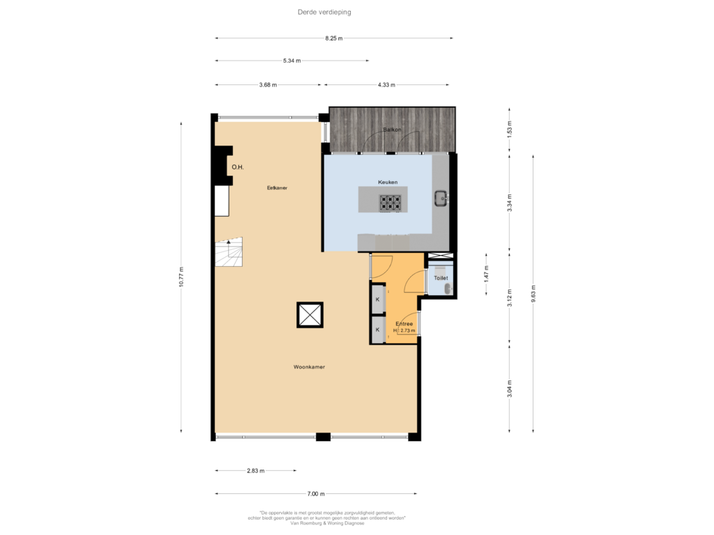 Bekijk plattegrond van Derde verdieping van Zuid-Hollandstraat 96-3