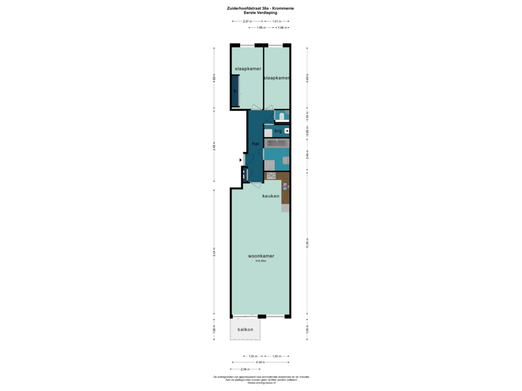 Bekijk plattegrond van EERSTE VERDIEPING van Zuiderhoofdstraat 36-A